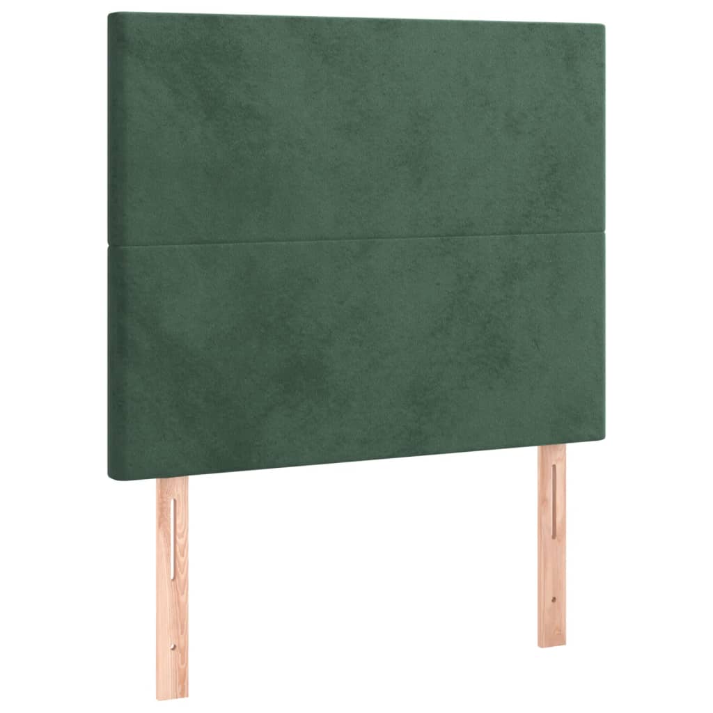 vidaXL Cabeceira de cama c/ LED veludo 90x5x118/128 cm verde-escuro