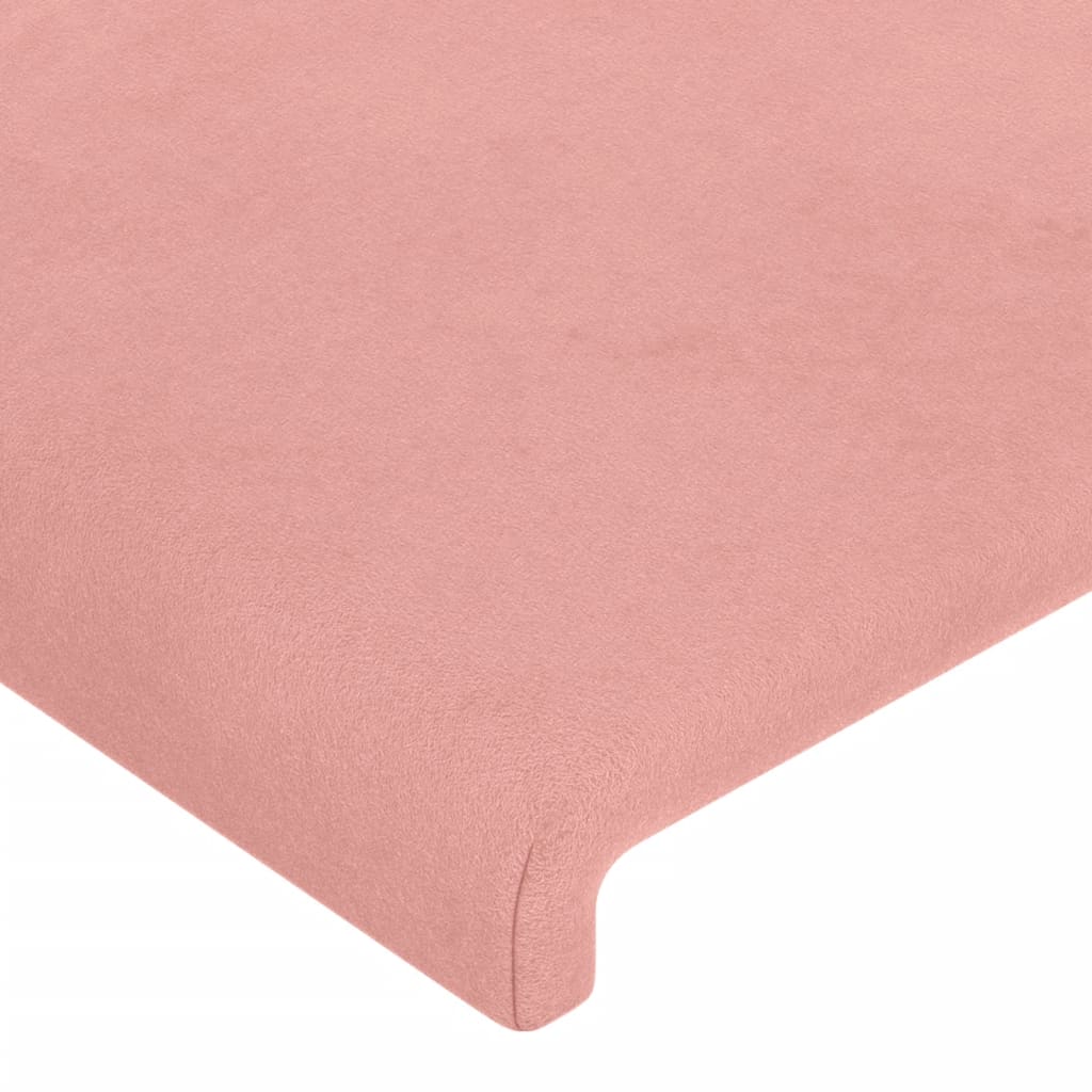 vidaXL Cabeceira de cama c/ luzes LED veludo 144x5x118/128 cm rosa