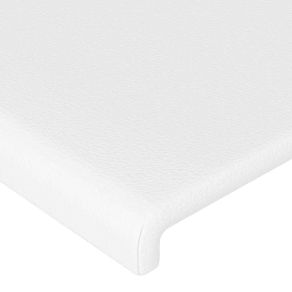 vidaXL Cabeceira cama c/ LED couro artificial 180x5x118/128 cm branco