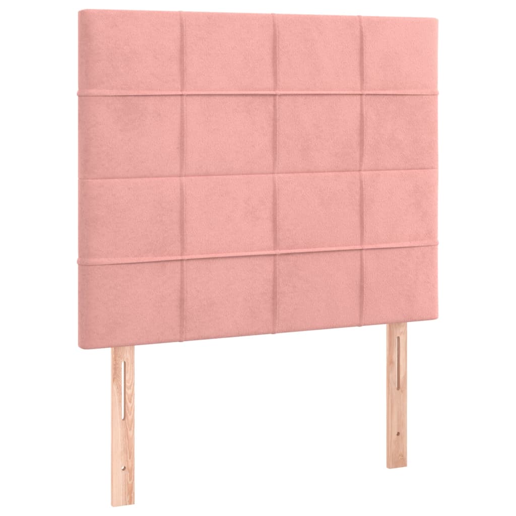 vidaXL Cabeceira de cama c/ luzes LED veludo 90x5x118/128 cm rosa