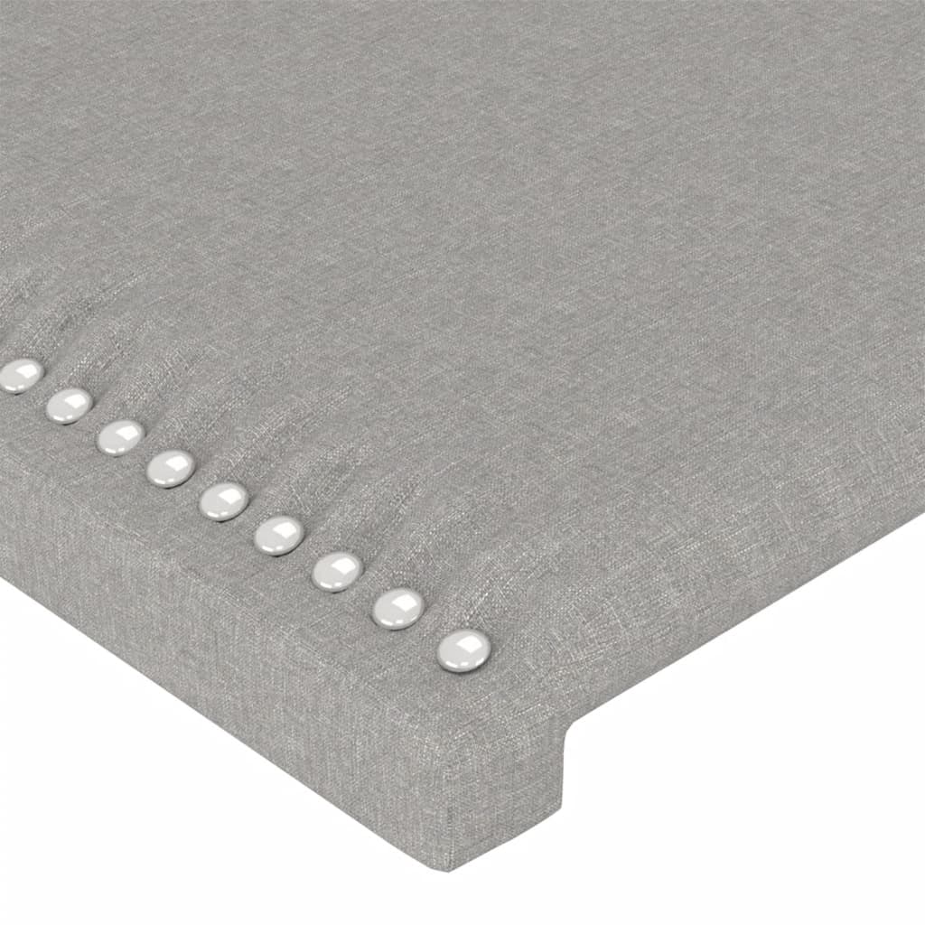 vidaXL Cabeceira cama c/ luzes LED tecido 90x5x118/128cm cinza-claro