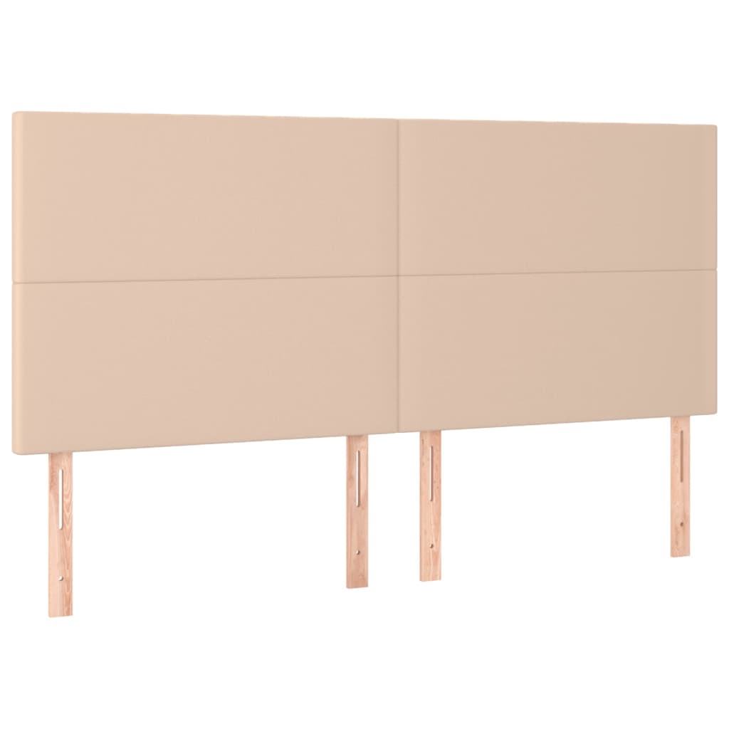 vidaXL Cabeceira cama c/ LED couro artif. 180x5x118/128cm cappuccino