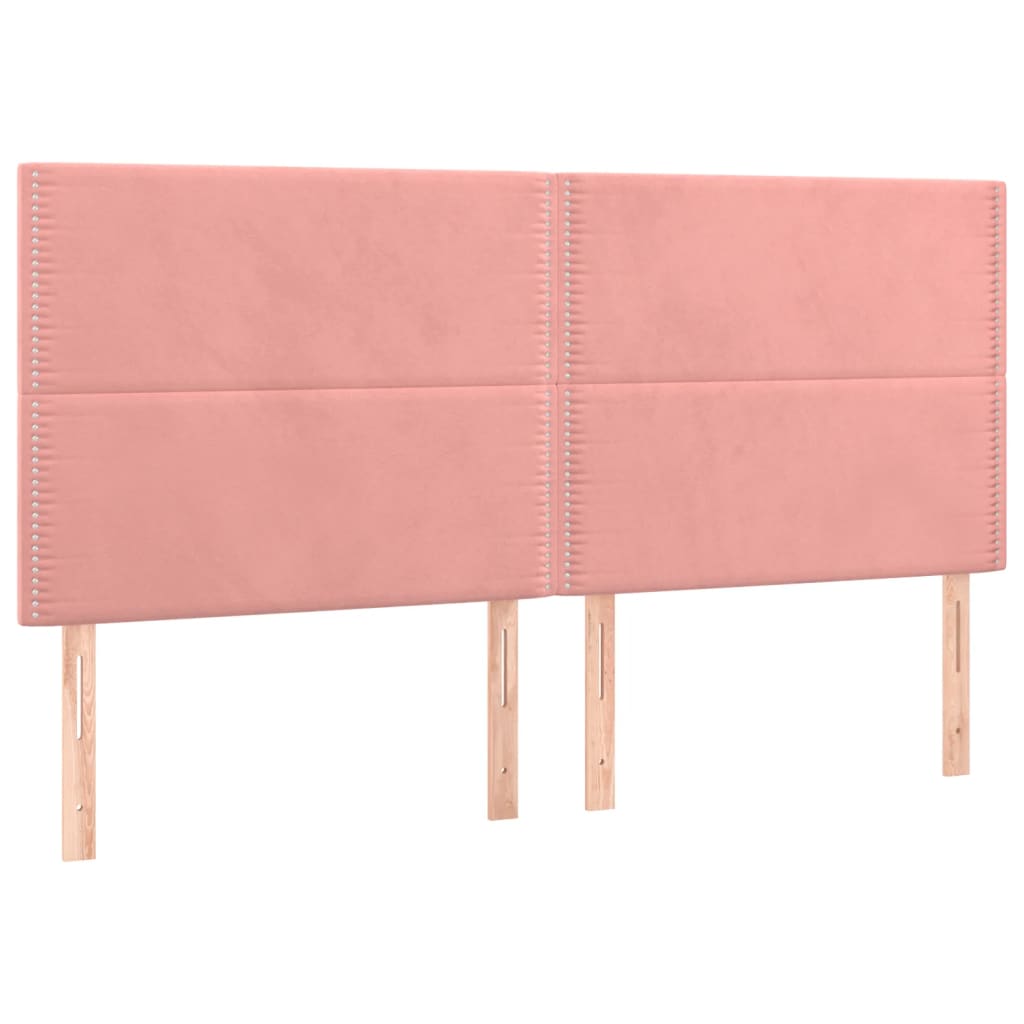 vidaXL Cabeceira de cama c/ luzes LED veludo 180x5x118/128 cm rosa