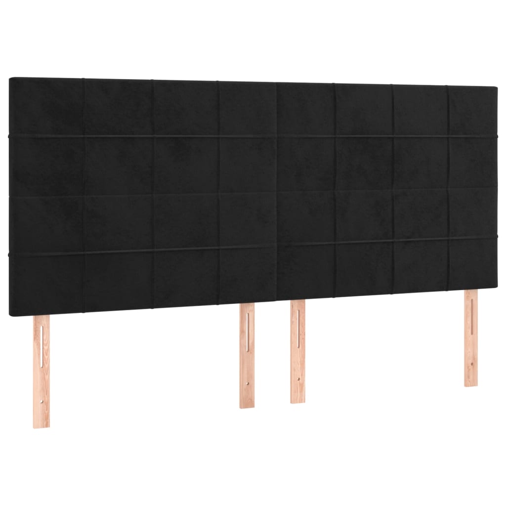 vidaXL Cabeceira de cama c/ luzes LED veludo 180x5x118/128 cm preto