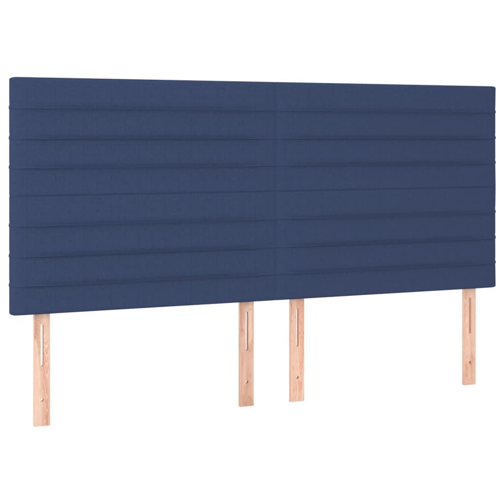 vidaXL Cabeceira de cama c/ luzes LED tecido 160x5x118/128 cm azul