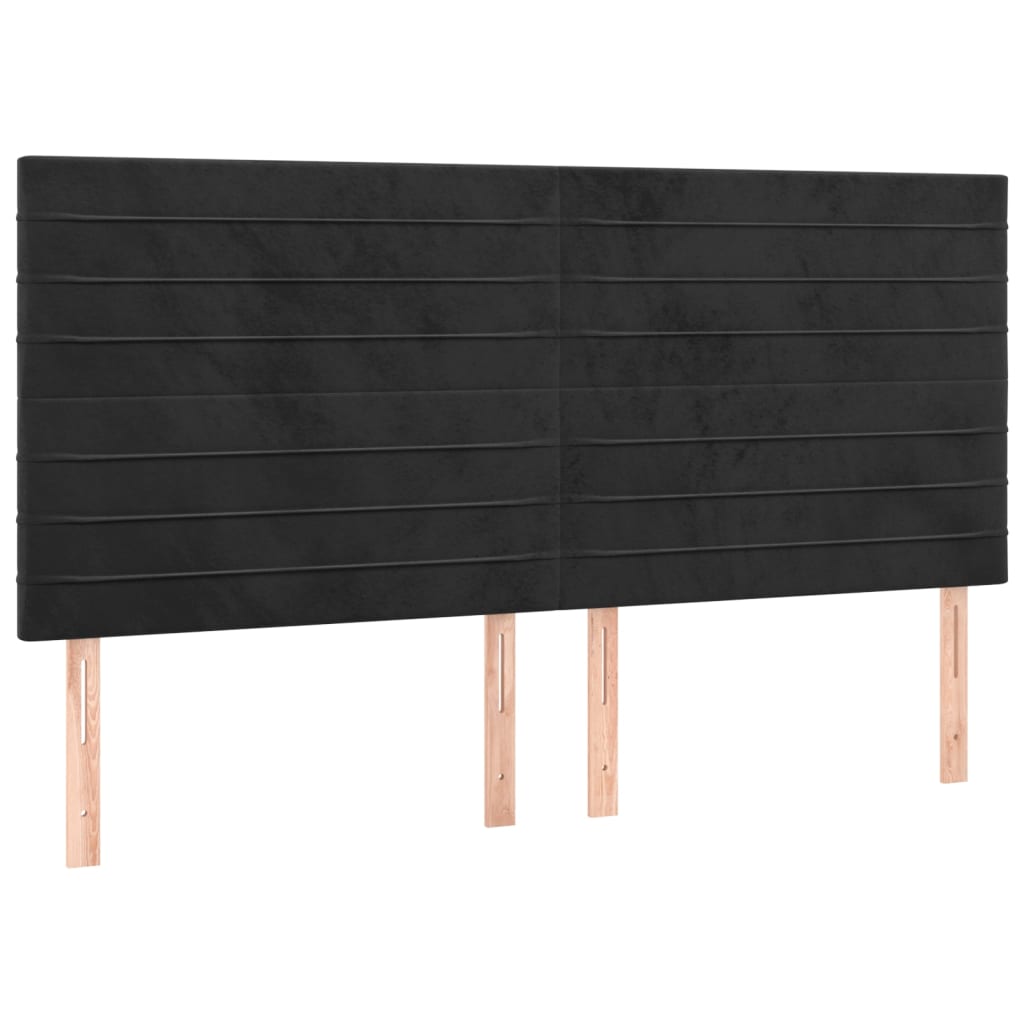 vidaXL Cabeceira de cama c/ luzes LED veludo 180x5x118/128 cm preto