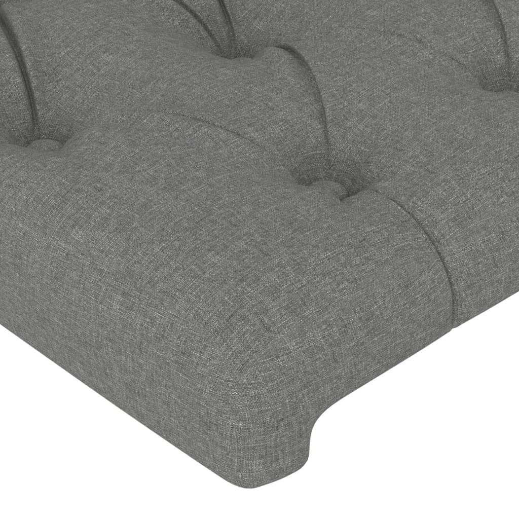 vidaXL Cabeceira de cama c/ LED tecido 180x7x118/128 cm cinza-escuro