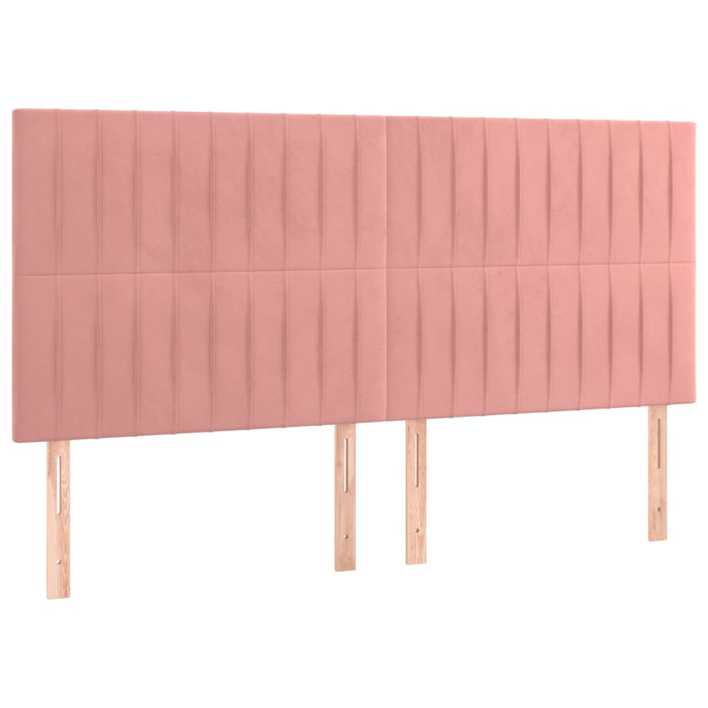 vidaXL Cabeceira de cama c/ luzes LED veludo 160x5x118/128 cm rosa