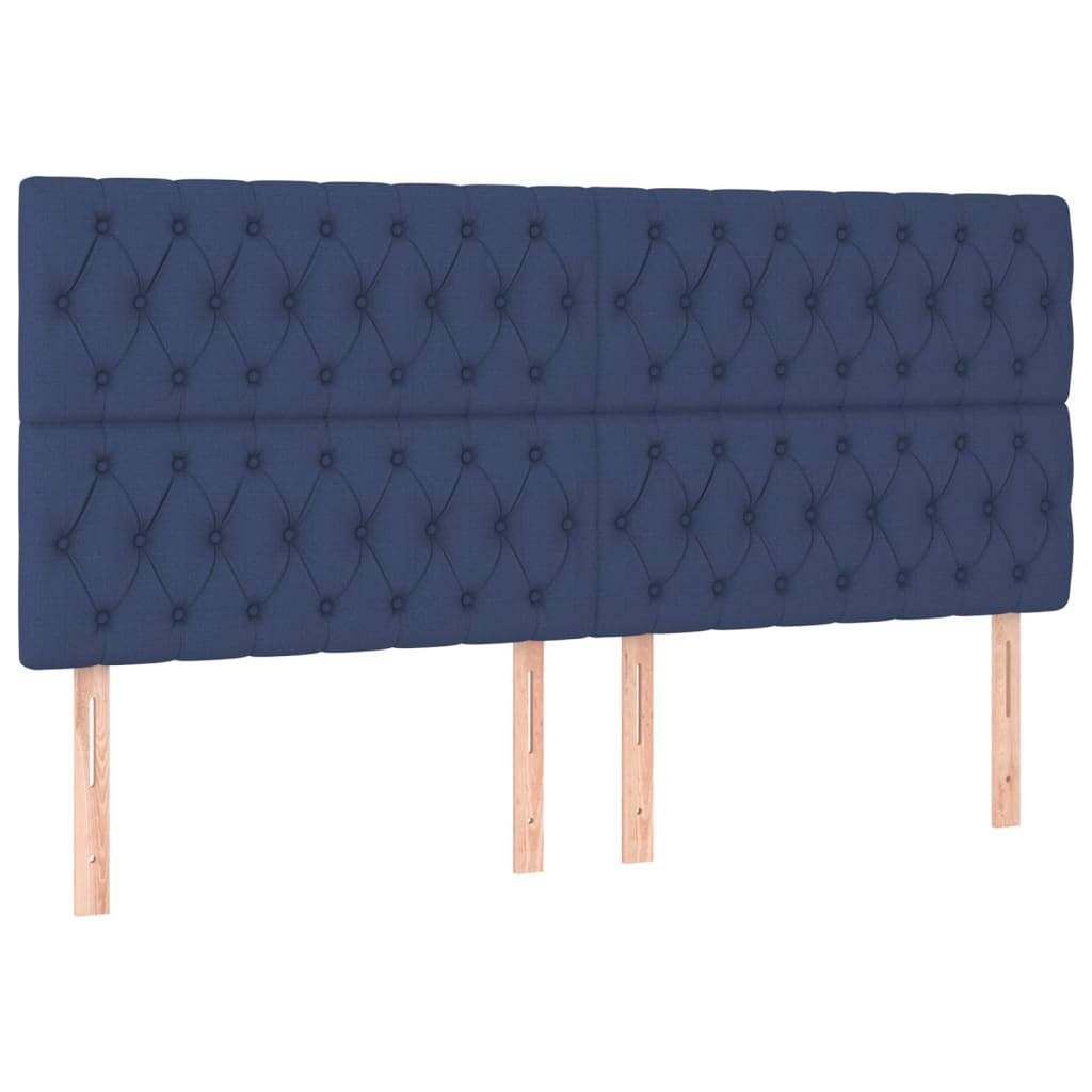 vidaXL Cabeceira de cama c/ luzes LED tecido 180x7x118/128 cm azul