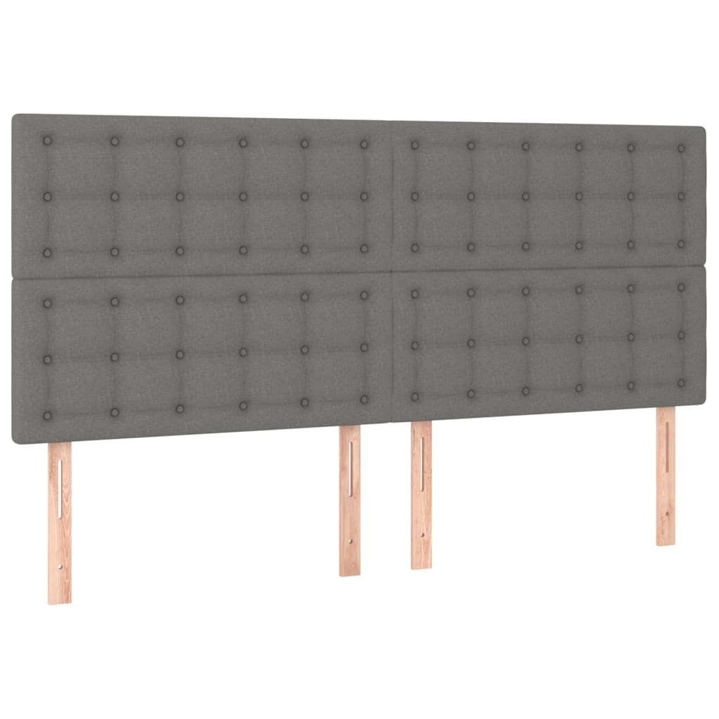 vidaXL Cabeceira de cama c/ LED tecido 180x5x118/128 cm cinza-escuro