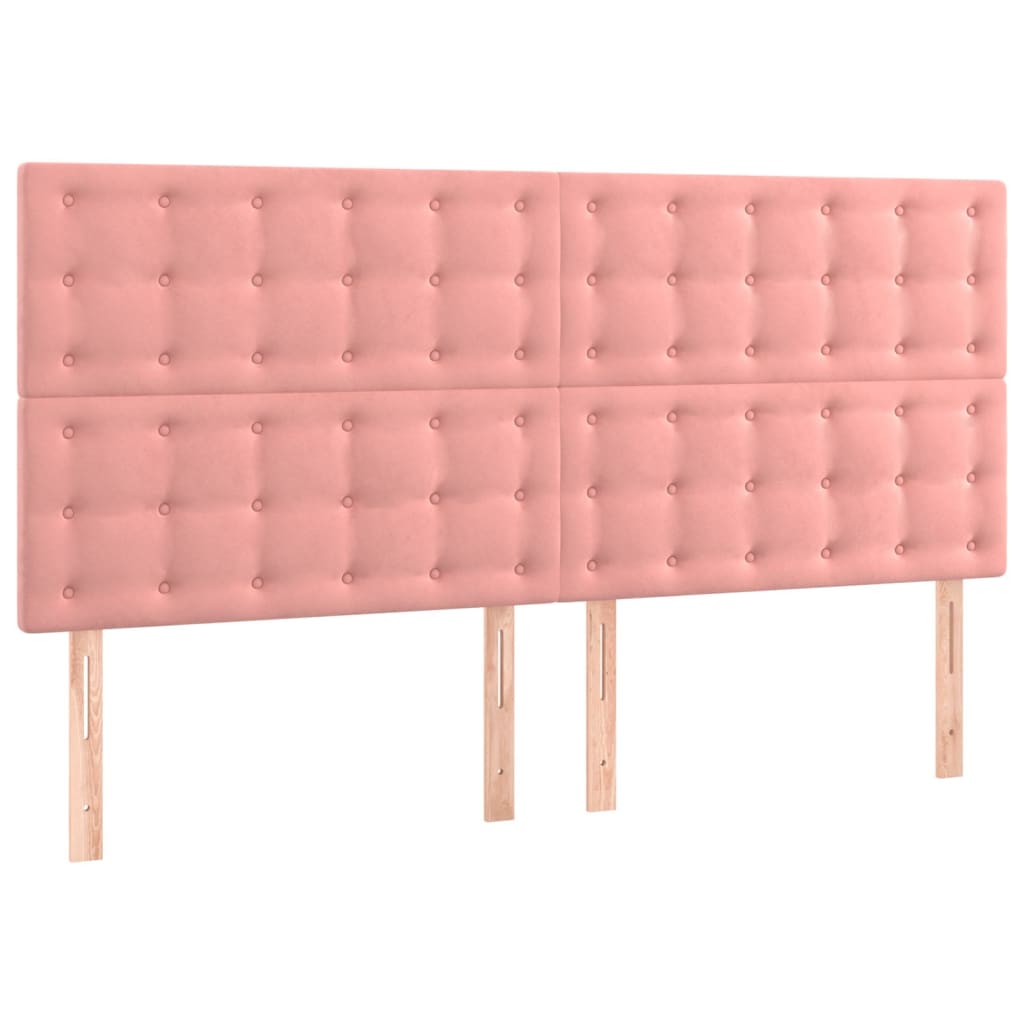 vidaXL Cabeceira de cama c/ luzes LED veludo 160x5x118/128 cm rosa