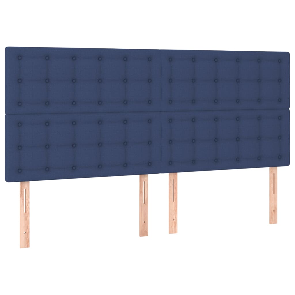 vidaXL Cabeceira de cama c/ luzes LED tecido 180x5x118/128 cm azul