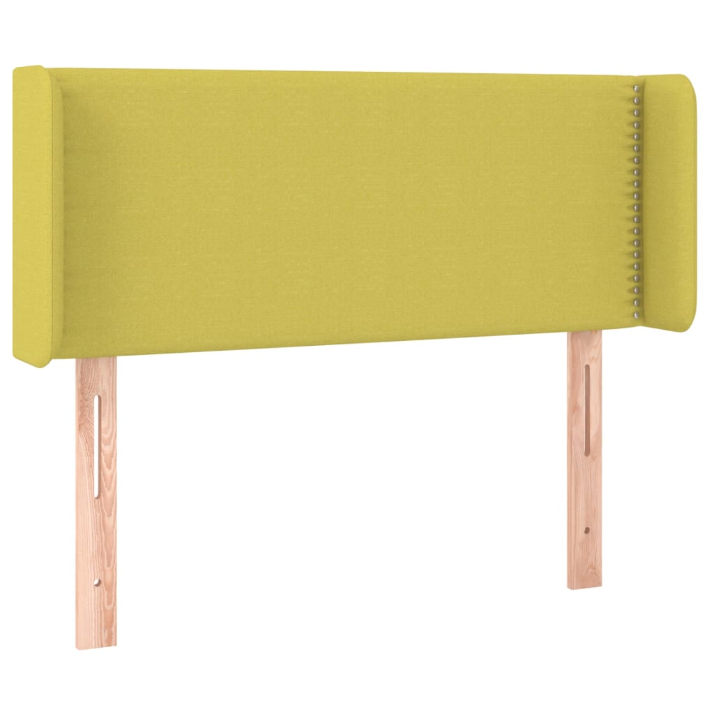 vidaXL Cabeceira de cama c/ luzes LED tecido 83x16x78/88 cm verde