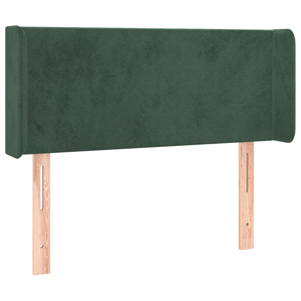 vidaXL Cabeceira cama c/ luzes LED veludo 93x16x78/88 cm verde-escuro