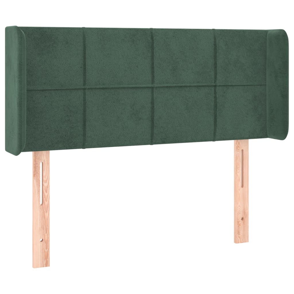 vidaXL Cabeceira cama c/ luzes LED veludo 103x16x78/88 cm verde-escuro