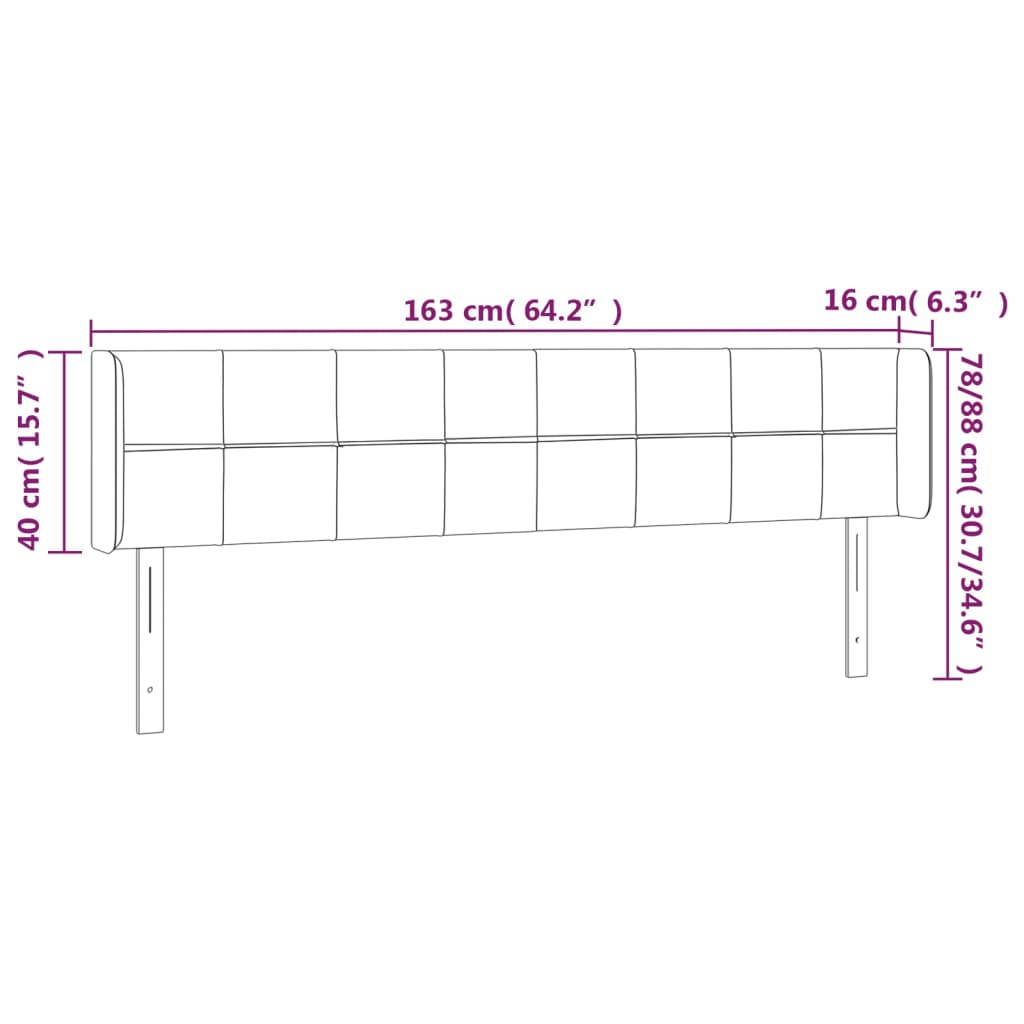 vidaXL Cabeceira de cama c/ luzes LED tecido 163x16x78/88 cm azul