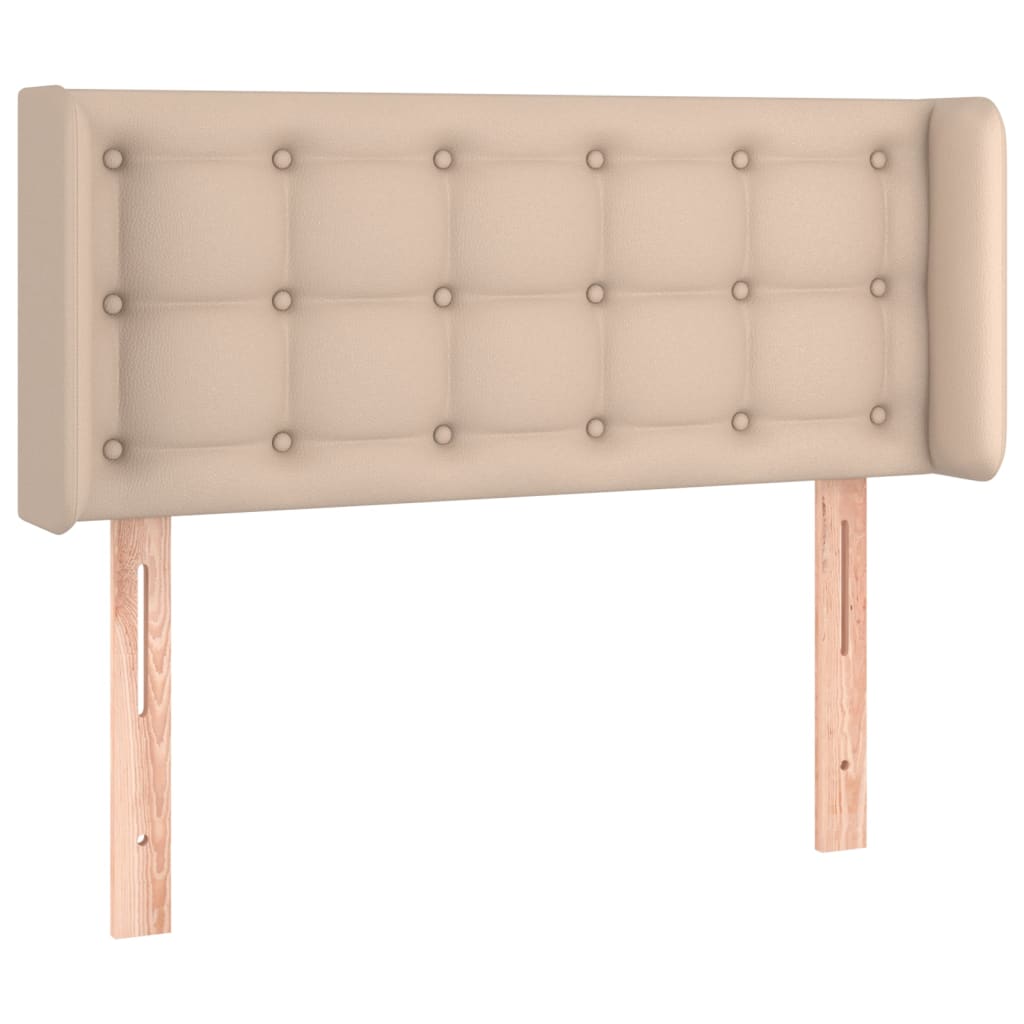 vidaXL Cabeceira cama c/ LED couro artificial 93x16x78/88cm cappuccino