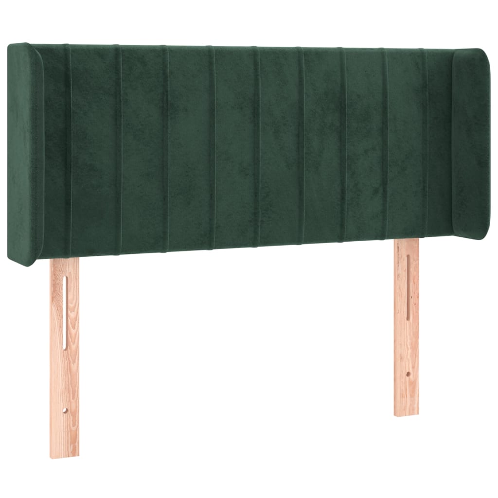 vidaXL Cabeceira cama c/ luzes LED veludo 93x16x78/88 cm verde-escuro