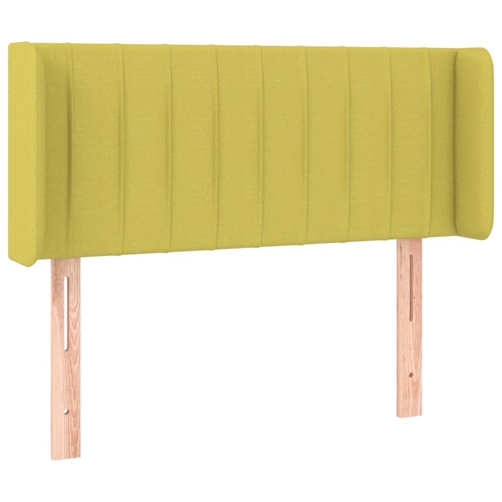 vidaXL Cabeceira de cama c/ luzes LED tecido 93x16x78/88 cm verde