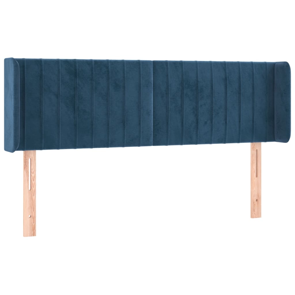 vidaXL Cabeceira cama c/ luzes LED veludo 147x16x78/88 cm azul-escuro