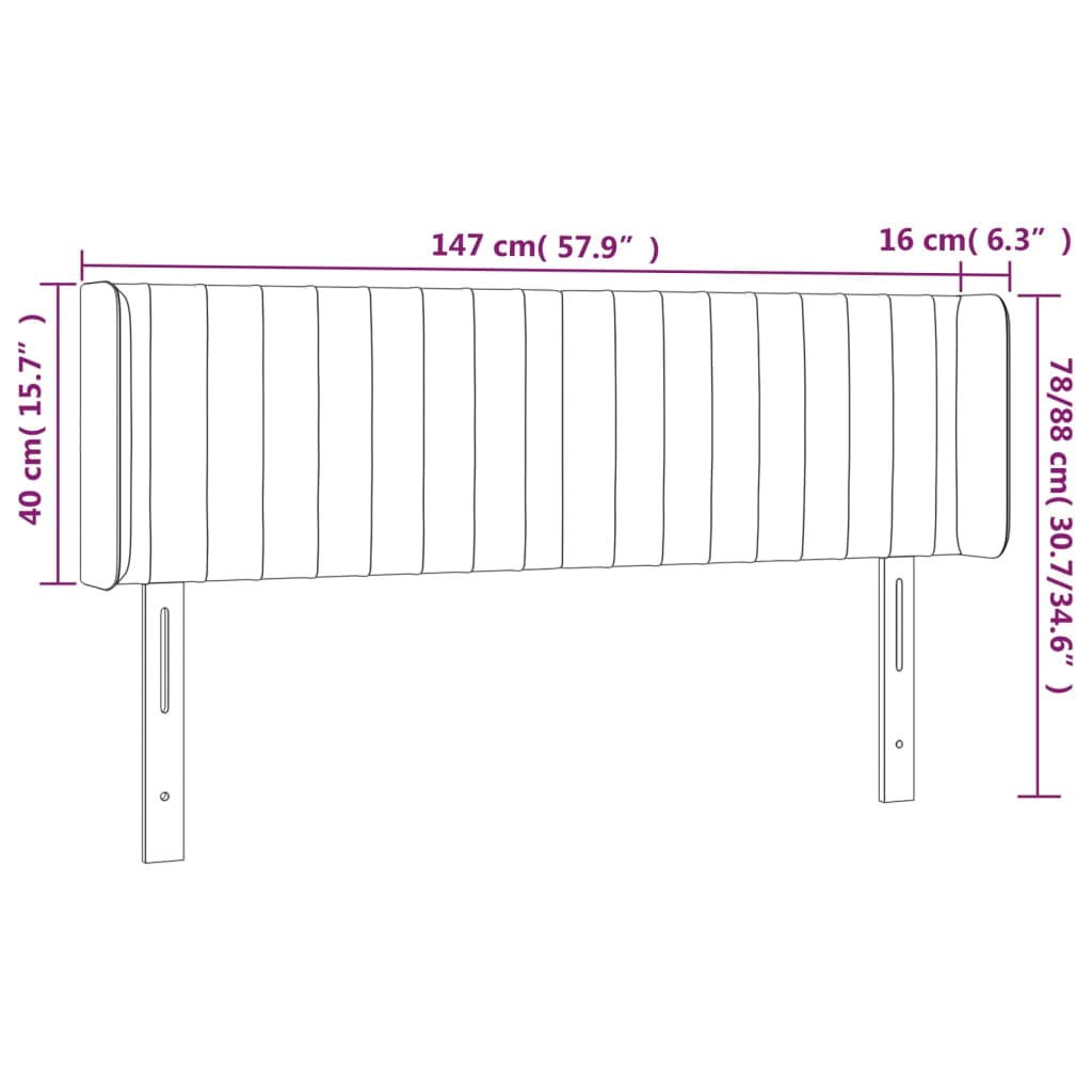 vidaXL Cabeceira cama c/ luzes LED veludo 147x16x78/88 cm azul-escuro