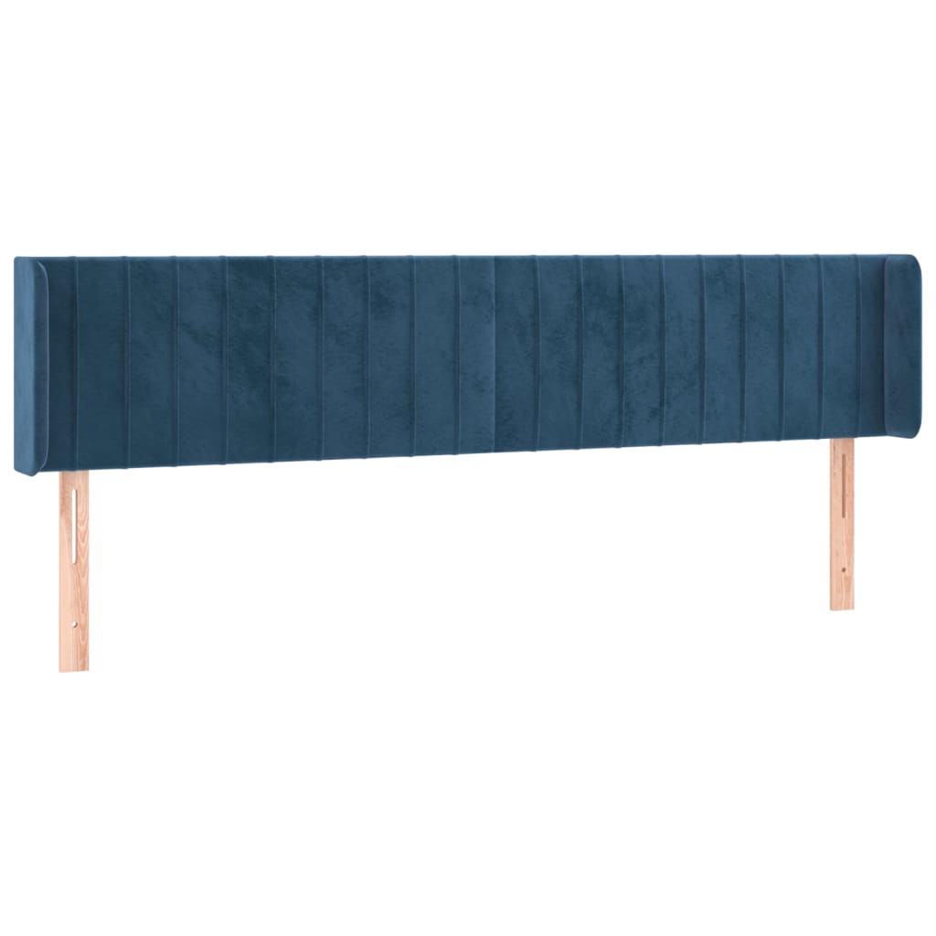 vidaXL Cabeceira cama c/ luzes LED veludo 163x16x78/88 cm azul-escuro