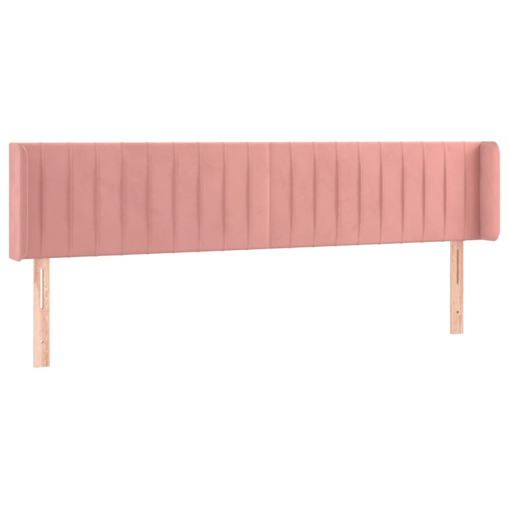 vidaXL Cabeceira de cama c/ luzes LED veludo 203x16x78/88 cm rosa