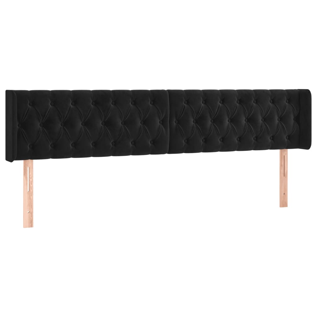 vidaXL Cabeceira de cama c/ luzes LED veludo 183x16x78/88 cm preto