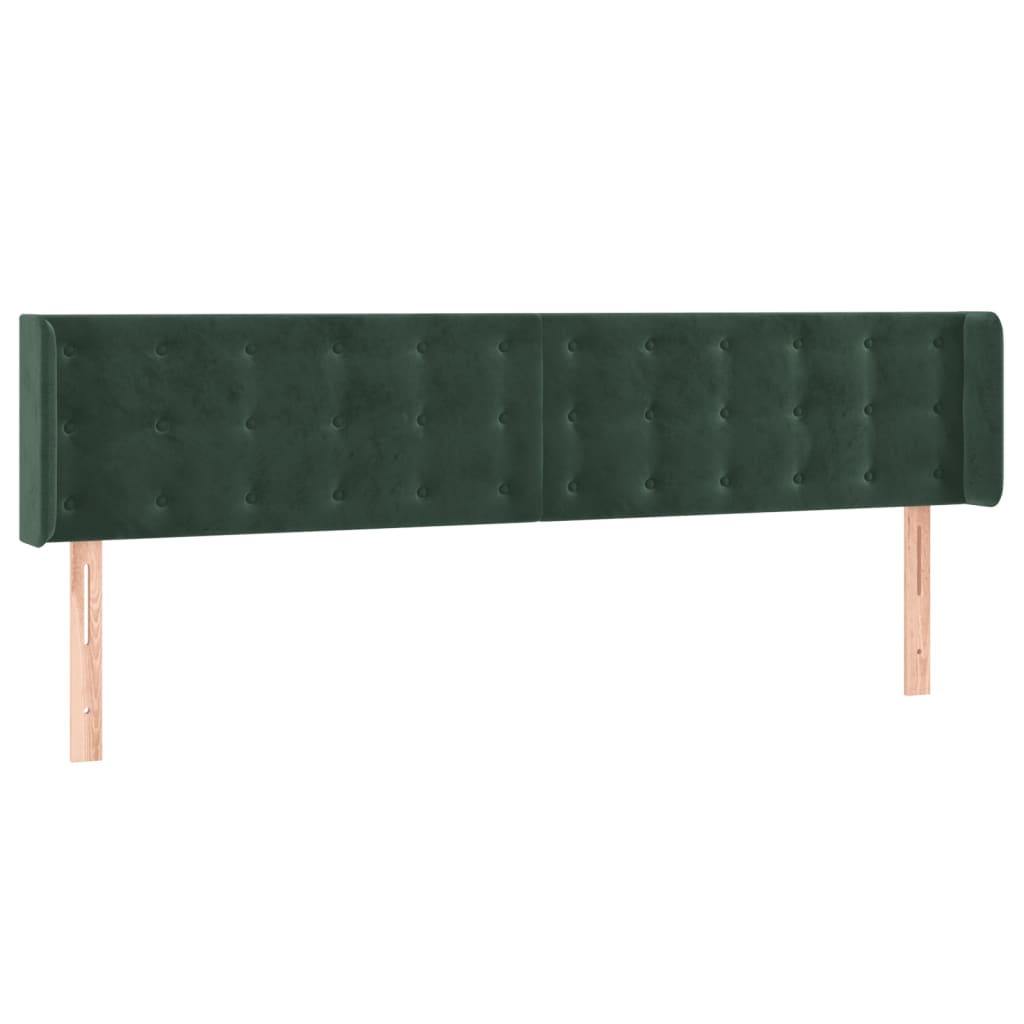 vidaXL Cabeceira cama c/ luzes LED veludo 183x16x78/88 cm verde-escuro