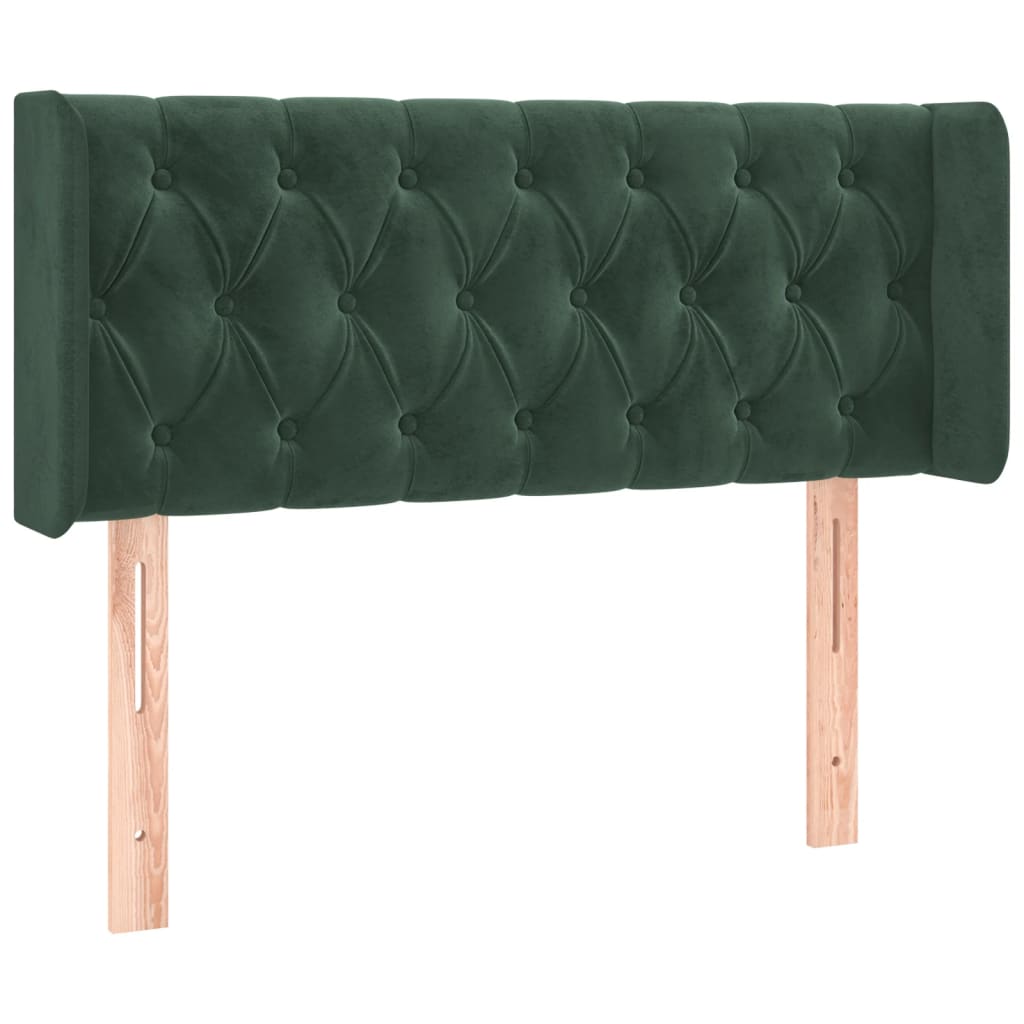 vidaXL Cabeceira cama c/ luzes LED veludo 103x16x78/88 cm verde-escuro