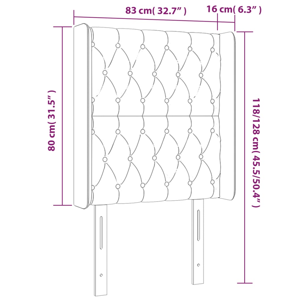 vidaXL Cabeceira de cama c/ luzes LED tecido 83x16x118/128cm cor creme