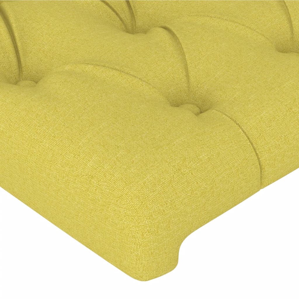 vidaXL Cabeceira de cama c/ luzes LED tecido 147x16x118/128 cm verde