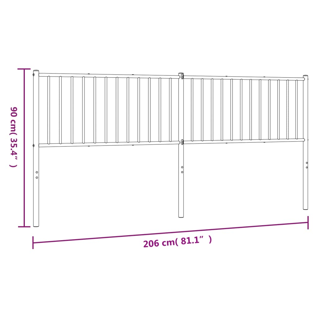 vidaXL Cabeceira de cama 200 cm metal preto