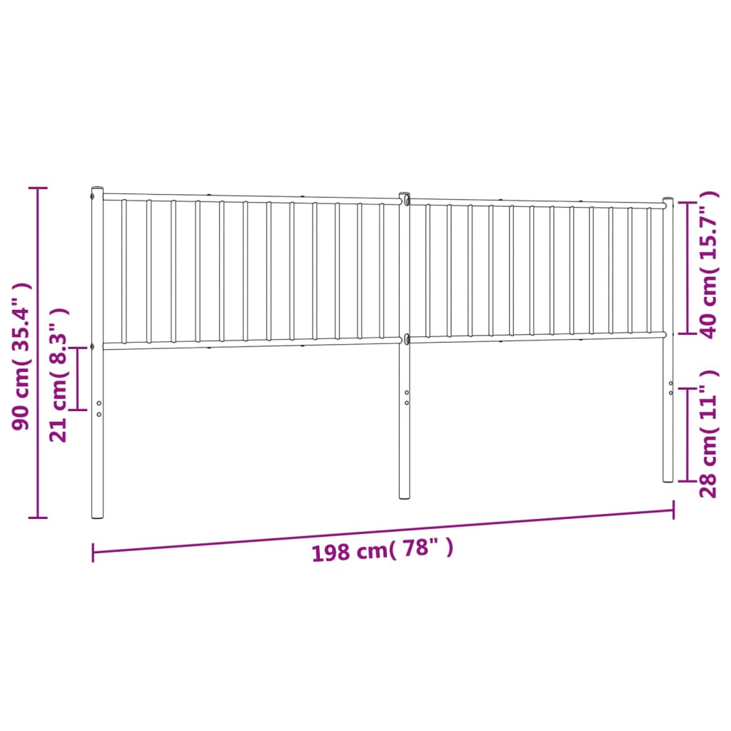 vidaXL Cabeceira de cama 193 cm metal branco