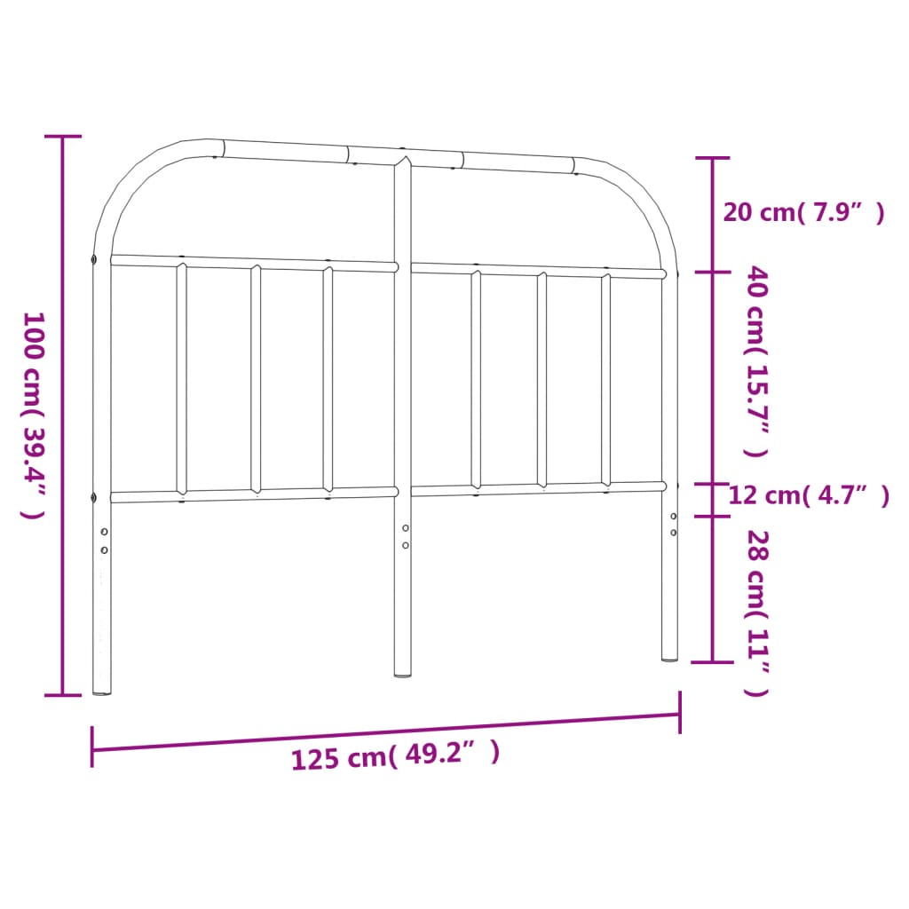 vidaXL Cabeceira de cama 120 cm metal preto