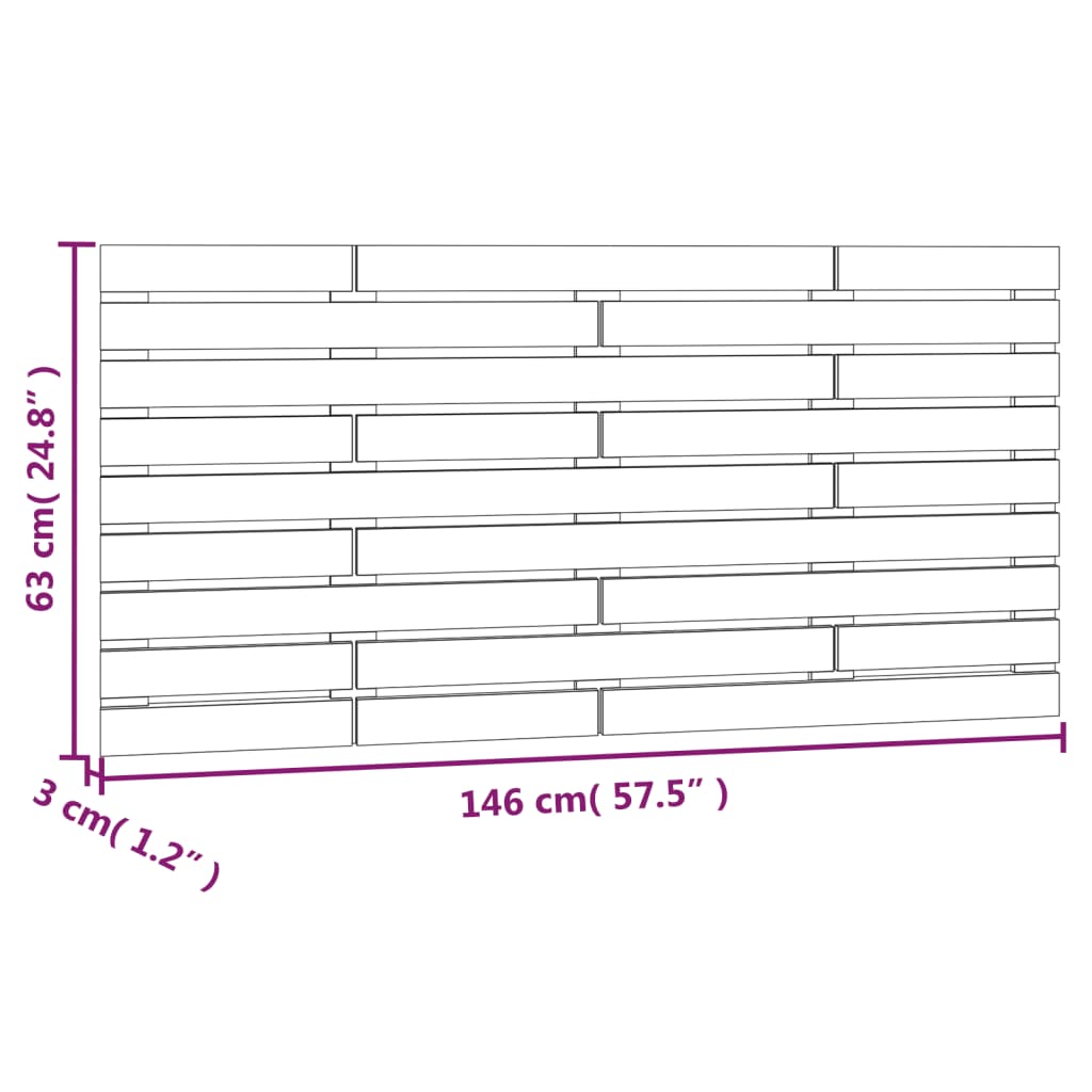 vidaXL Cabeceira de parede 146x3x63 cm pinho maciço castanho-mel