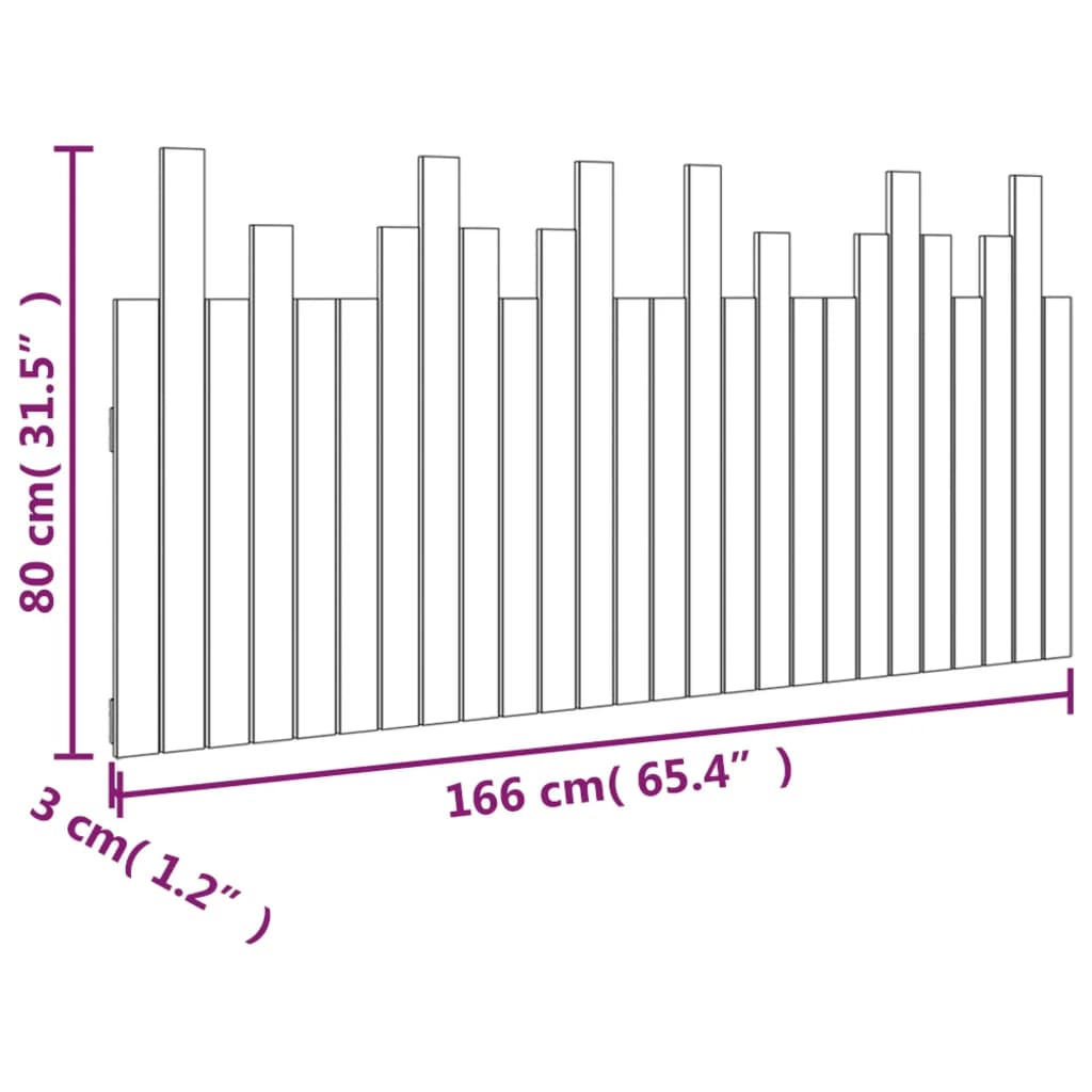 vidaXL Cabeceira de parede 166x3x80 cm pinho maciço castanho-mel
