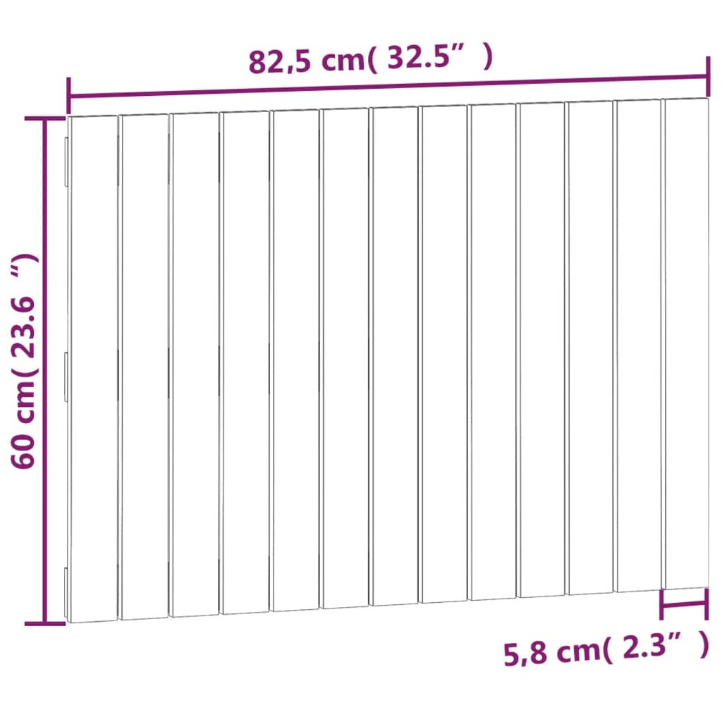 vidaXL Cabeceira de parede 82,5x3x60 cm madeira de pinho maciça