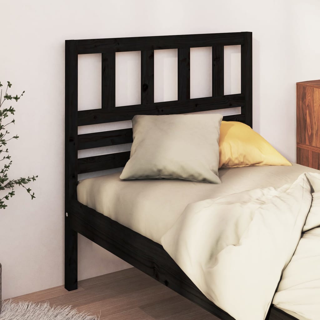 vidaXL Cabeceira de cama 96x4x100 cm pinho maciço preto