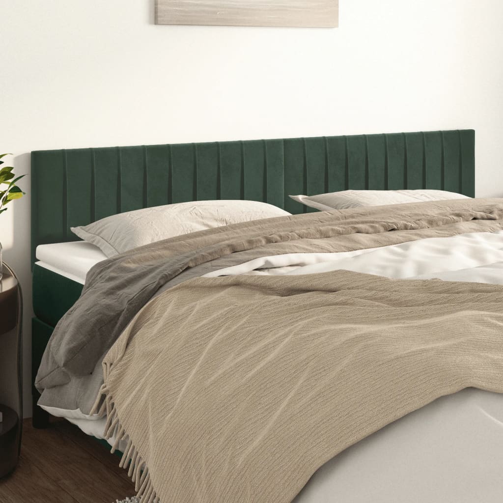 vidaXL Cabeceira de cama 2 pcs veludo 80x5x78/88 cm verde-escuro