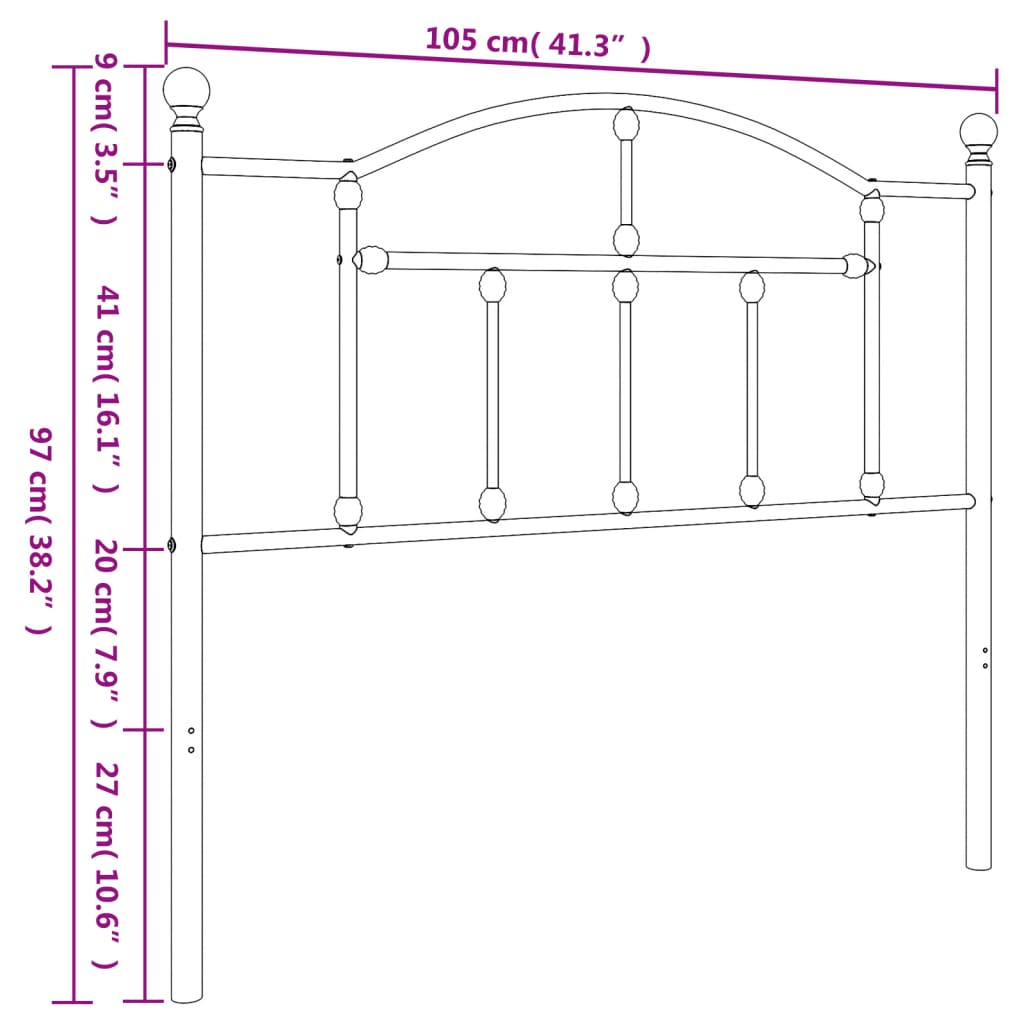 vidaXL Cabeceira de cama 100 cm metal branco