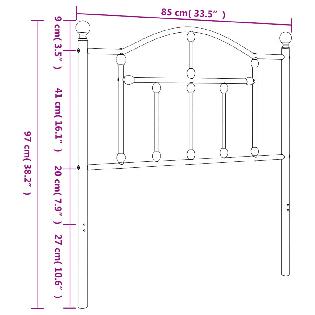 vidaXL Cabeceira de cama 80 cm metal branco