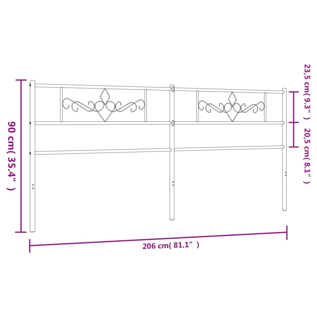 vidaXL Cabeceira de cama 200 cm metal branco