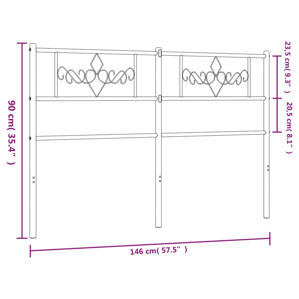 vidaXL Cabeceira de cama 140 cm metal branco