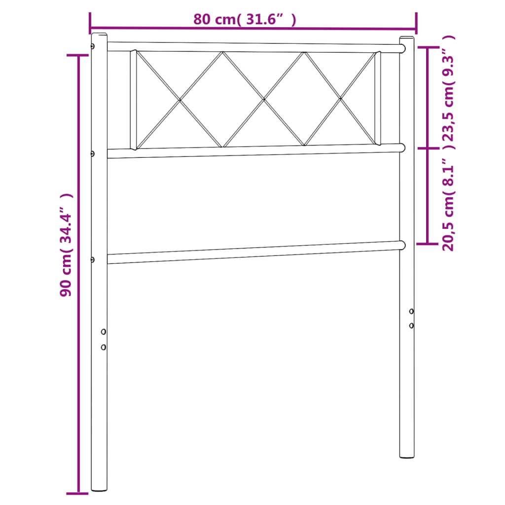 vidaXL Cabeceira de cama 75 cm metal branco