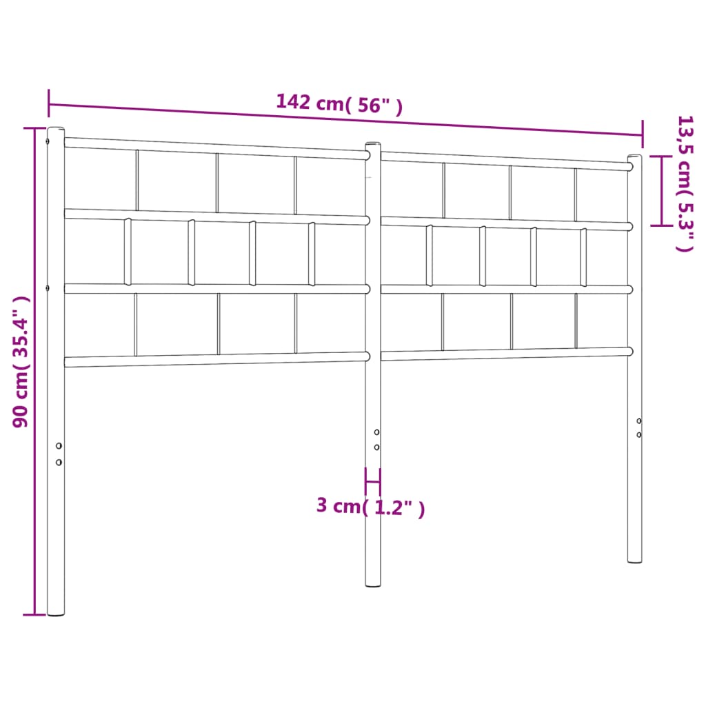 vidaXL Cabeceira de cama 135 cm metal branco