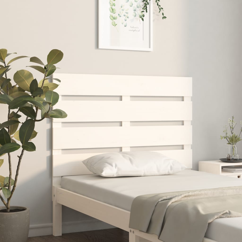 vidaXL Cabeceira de cama 90x3x80 cm pinho maciço branco