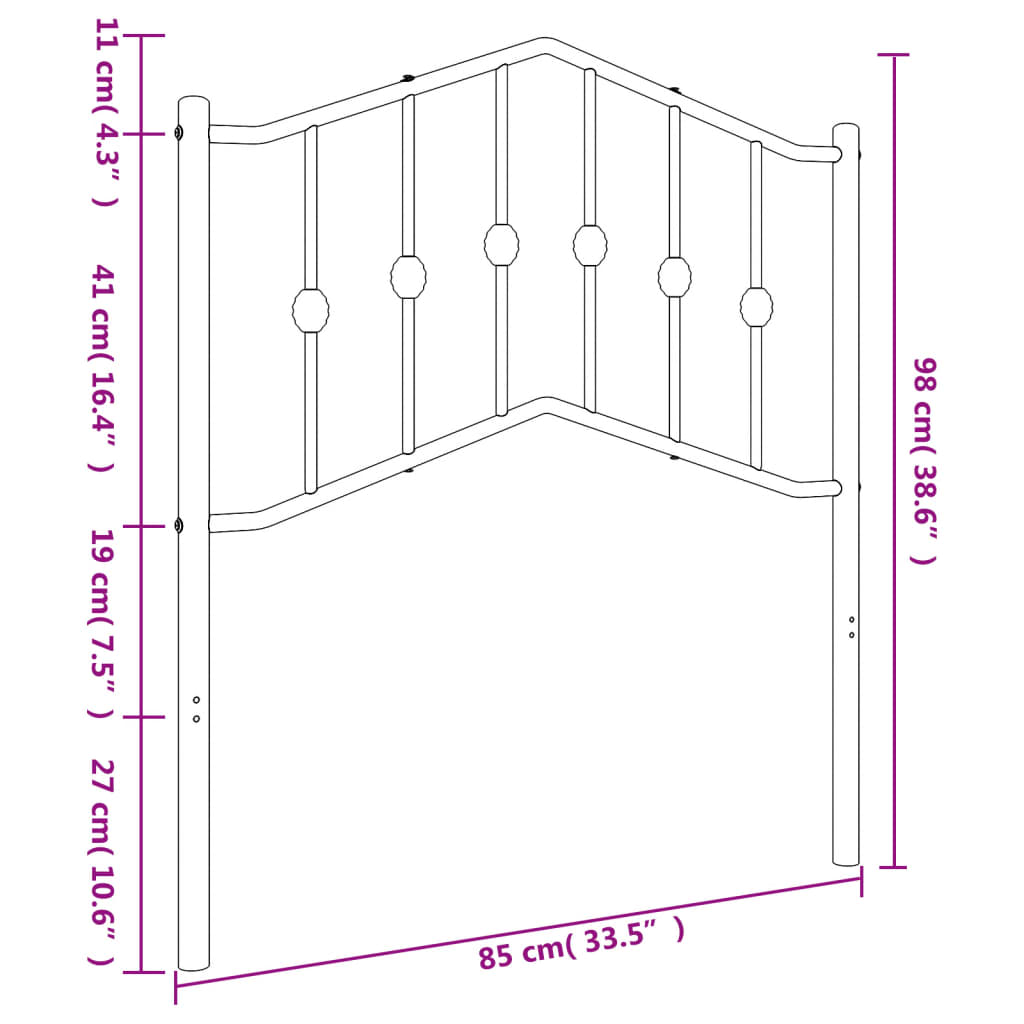 vidaXL Cabeceira de cama 80 cm metal branco