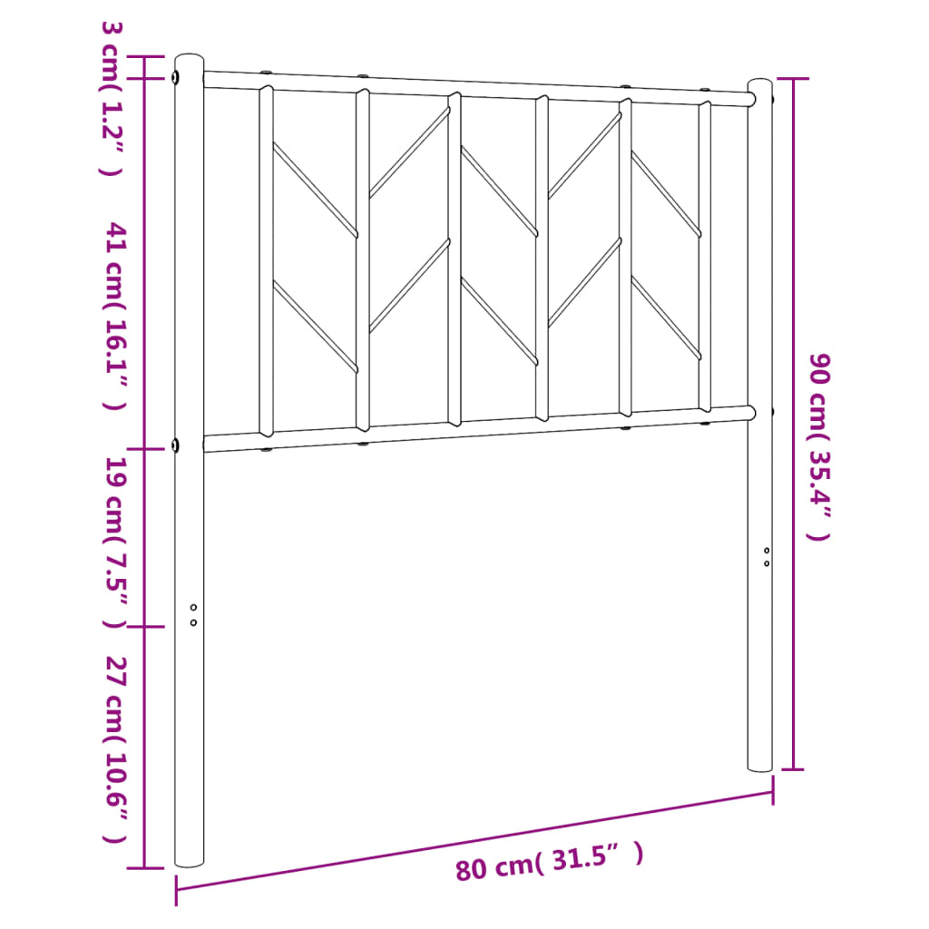 vidaXL Cabeceira de cama 75 cm metal preto