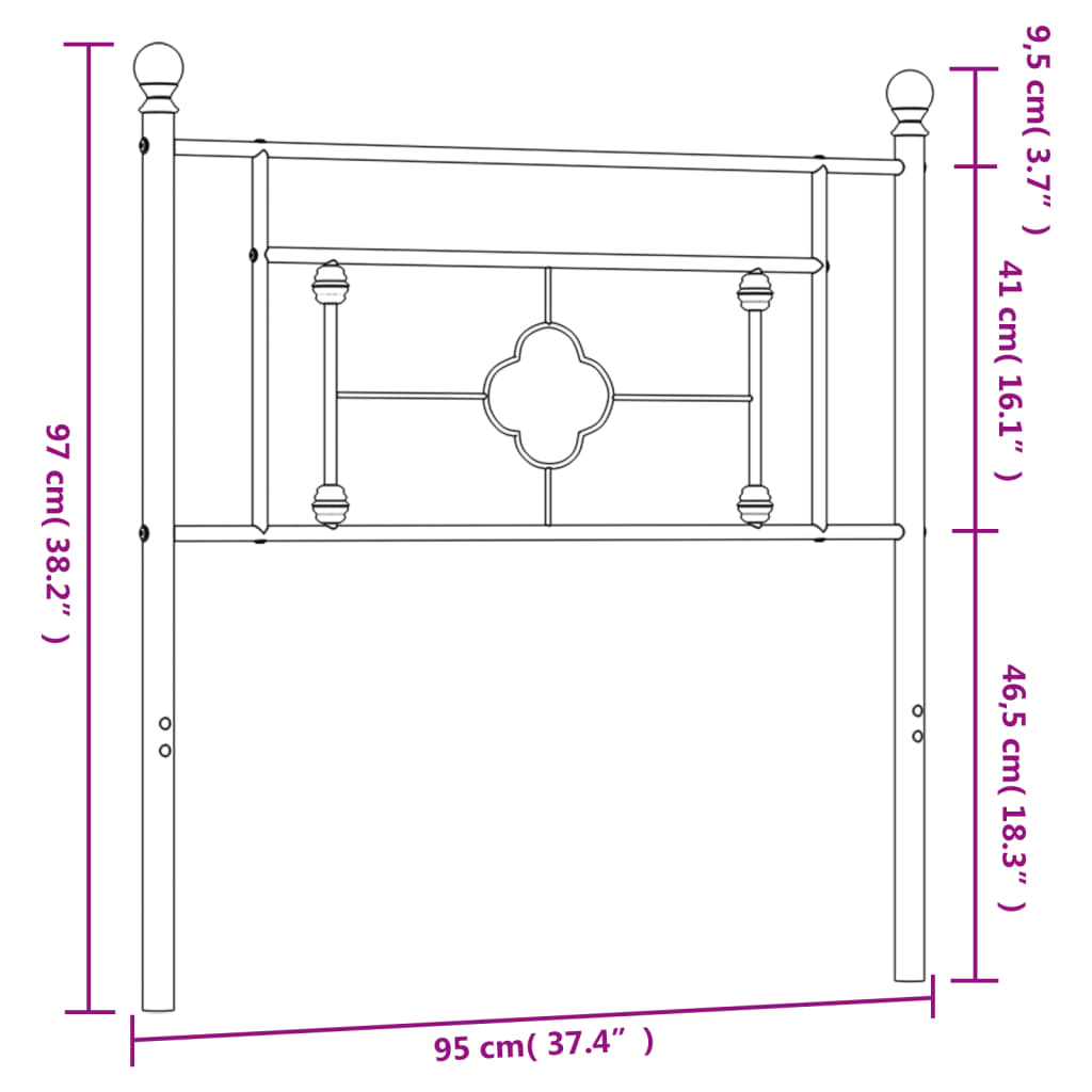 vidaXL Cabeceira de cama 90 cm metal branco